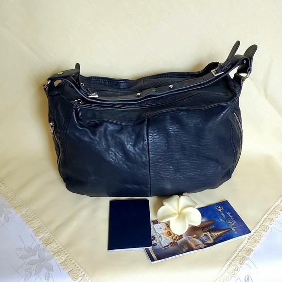 Zara Handbags - Zara Expandable Boho Black Travel Bag Genuine Leather